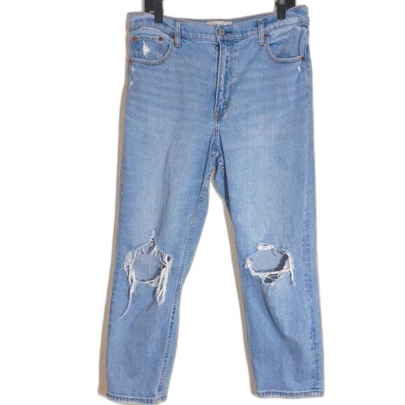 Abercrombie & Fitch Women's Distressed The Mom High Jeans Light Wash 31S EUC - Picture 5 of 16